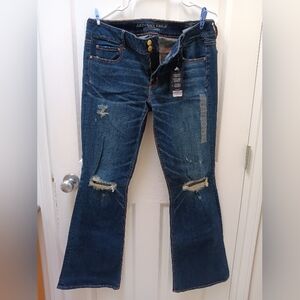 American Eagle Artist Flare Low Rise Distressed Jeans, US 16 LONG, NEW Pants AE